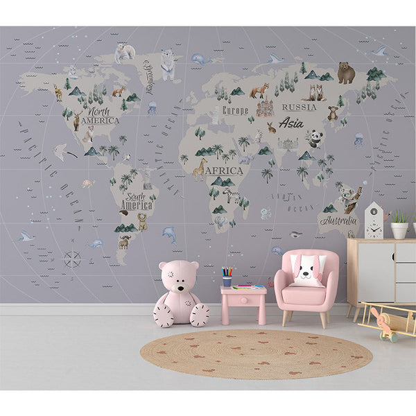 Vinilo decorativo mapamundi tonos pastel
