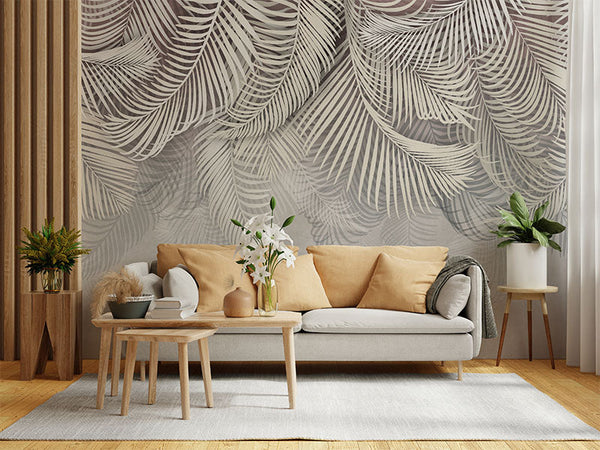 Vinilo decorativo hojas de palmera en tonos claros