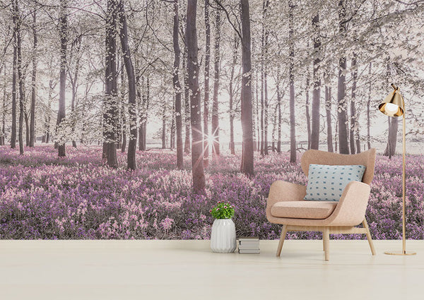 Bosque encantado en primavera: un tapiz de flores rosas