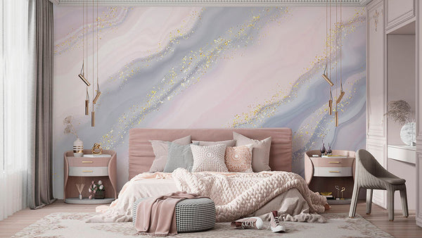Encanto pastel: destellos dorados en suaves ondas