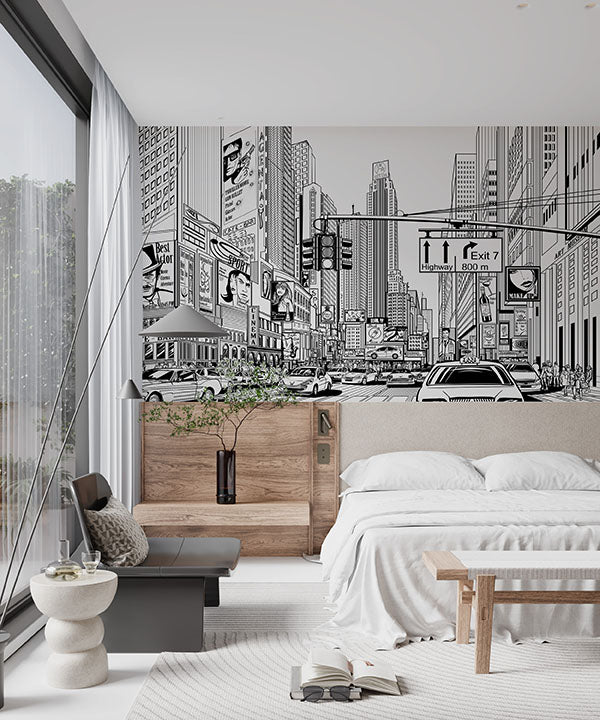 El centro de Nueva York ilustrado con un dibujo lineal