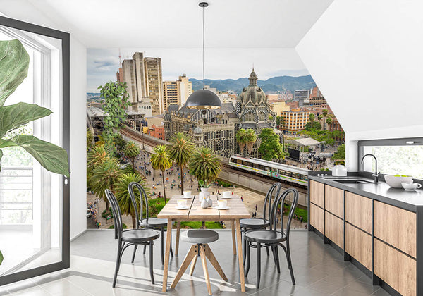 Vista vibrante del centro de Medellín, Colombia