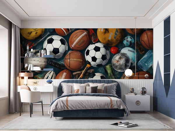Mosaico de balones deportivos históricos