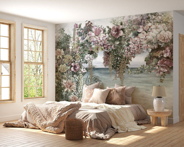 Follaje de flores vintage en acuarela